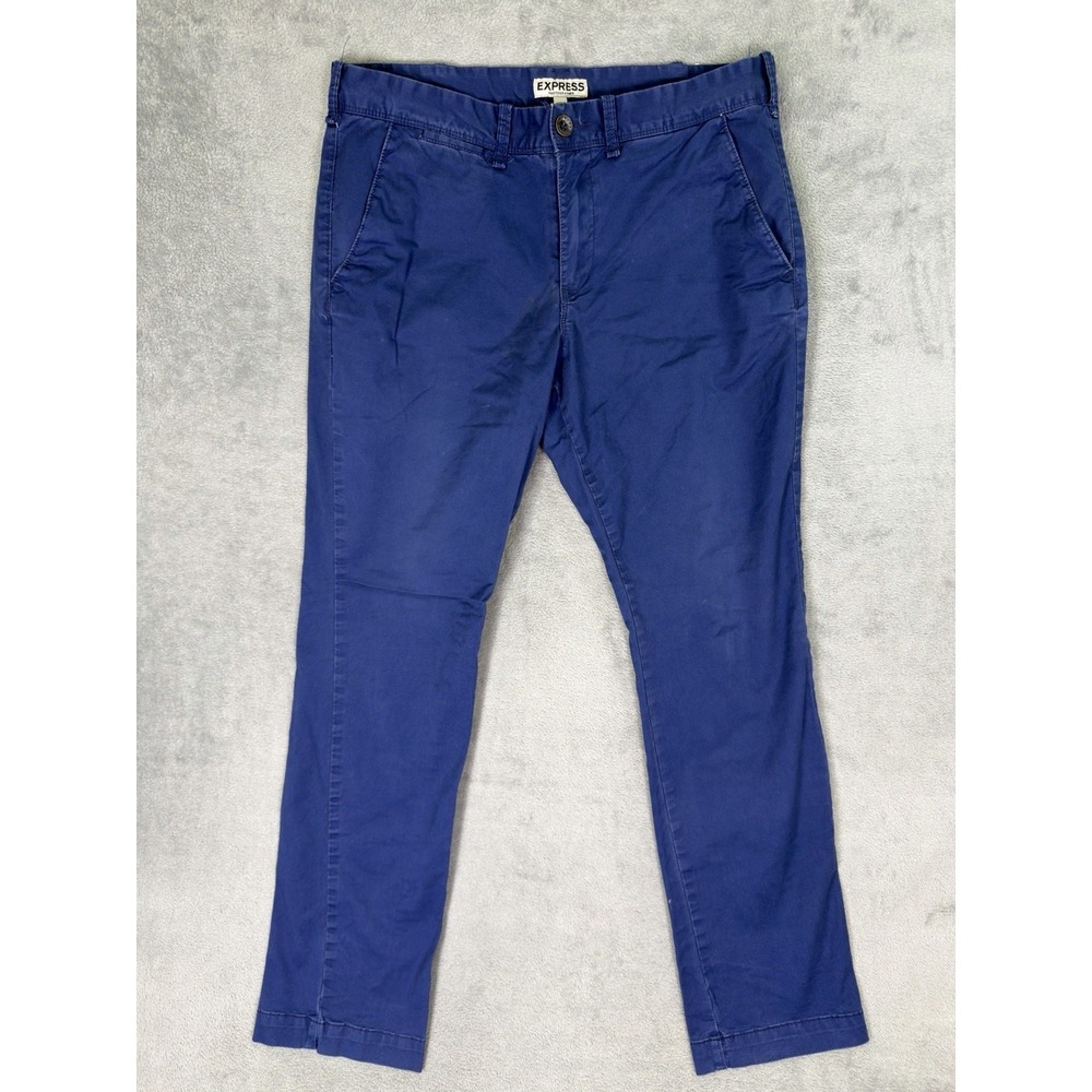 Express Dress Pants‎ Mens 32x32 Blue Photographer Flat Front Straight